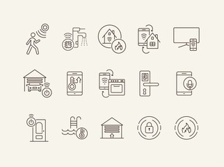 Poster - Set of Smart House and Technology icons. Thin line vector