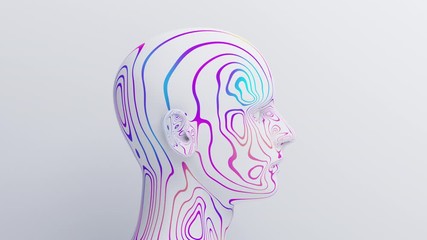 Poster - Abstract human head animation, 3d render, artificial intelligence concept, motion design, 4k seamless looped video