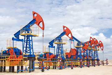 Poster - Oil and gas industry. Oil pumps