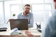 © ASDF - close up. attractive businessman sitting at the office Desk