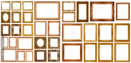 Gold picture frame isolated Wallpaper Mural
