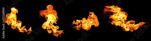 Photographie Red flame isolated on a black background