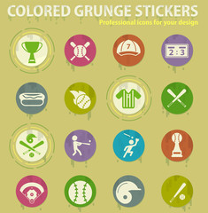 Wall Mural - baseball colored grunge icons