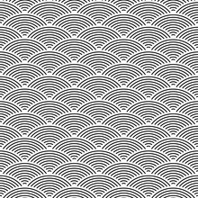 Fish Scale Seamless Pattern Background. Abstract Design Element. Black Vector Illustration