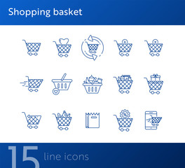 Poster - Shopping basket line icon set