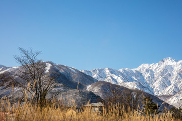 Wall Mural - 青空と自然の雪山の景色コピースペース　mountain