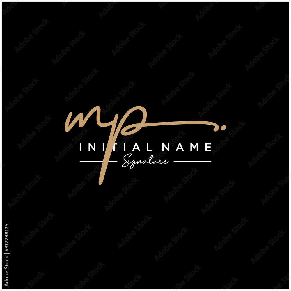 Letter MP Signature Logo Template Vector