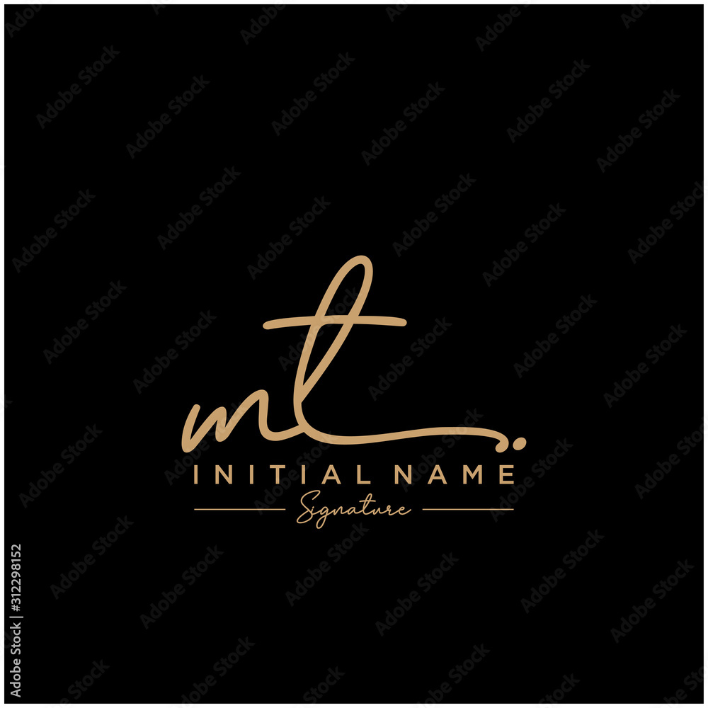 Vector Letters Mt Letter MT Signature Logo Template Vector Stock Vector | Adobe Stock