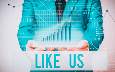 Fototapete - Word writing text Like Us. Business photo showcasing Asking to follow on social media Feel attraction or pleasure