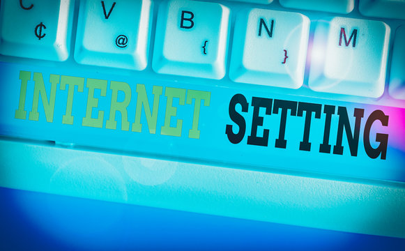 Word writing text Internet Setting. Business photo showcasing etermines how it connects to your wireless carrier for data
