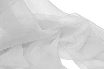 White chiffon lightweight fabric on an isolated background