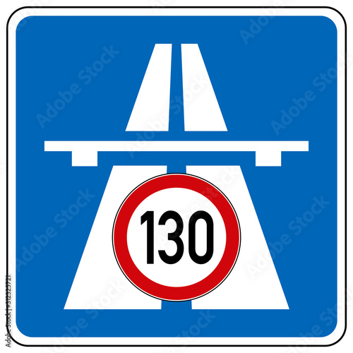 Cuadros en Lienzo gz644 GrafikZeichnung - german Fotomontage - Autobahn Höchstgeschwindigkeit 130: Tempolimit auf deutschen Autobahnen