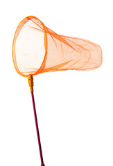 Red butterfly net isolated on white background.