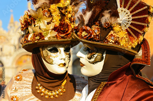 Fotomural carnival at Venice, traditional festive carnival with costume and masquerade