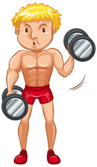 Poster - Athlete doing weightlifting on white background