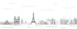 Paris cityscape line art style vector illustration