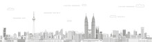 Kuala Lumpur Cityscape Line Art Style Vector Illustration. Detailed Skyline Poster