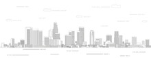 Los Angeles Cityscape Line Art Style Vector Illustration. Detailed Skyline Poster