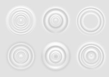 Ripple On White Surface. Dairy Product Circular Waves Top View, Milk Splash From Falling Drop, Round Radial Ripples On Surface Vector Texture