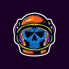 colorful skull astronaut pop art portrait creative artwork illustration