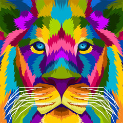 close up lion king pop art portrait vector illustration