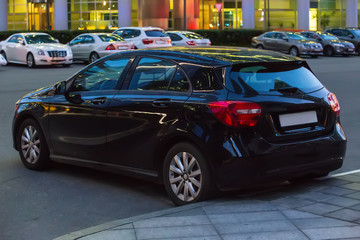 Cars parked in the city center