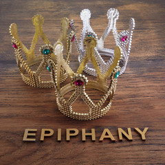 Poster - Three crowns, symbol of Tres Reyes Magos who come bringing gifts for the kids on Epiphany