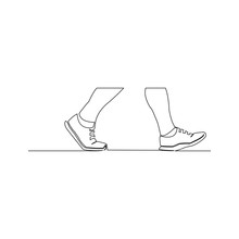 Continuous Line Drawing Of Walking Foot Vector Illustration