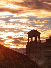 Wall Mural - Sunset over Varlaam monastery in Meteora, Greece