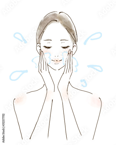 洗顔 泡立てる クレンジング 化粧を落とす女性 美容 水彩風のイラスト Acheter Cette Illustration Libre De Droit Et Decouvrir Des Illustrations Similaires Sur Adobe Stock Adobe Stock