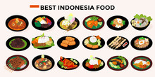 18 Best Special Indonesian Food Culinary Collection. Vector Illustration Vector