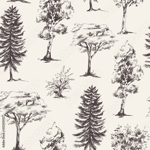 wektorowy-naturalny-bezszwowy-wzor-monochromatyczni-drzewa