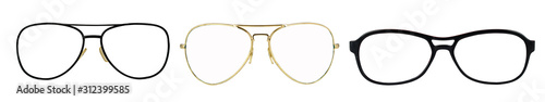 Fotografía Set of glasses isolated on a white background