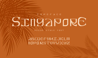 Vector Font and alphabet is made in Asian style. Handcrafted font and alphabet.