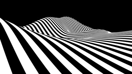 Poster - Hallucination. Optical illusion. Twisted illustration. Abstract futuristic background of stripes. Dynamic wave. Vector.