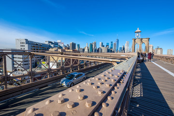 Sticker - View of Manhattan seen from Brooklyn Bridge, New York, NY, SUA