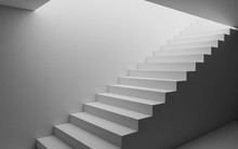 Abstract White Basement Stairway To The Day Light 3d Render Illustration