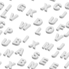 Canvas Print - Mosaic of white 3D letters. Vector seamless pattern