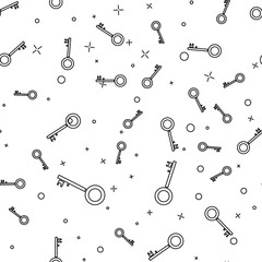 Canvas Print - Black line Pirate key icon isolated seamless pattern on white background. Vector Illustration