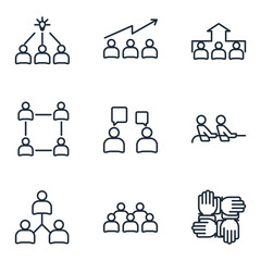 Poster - Management Team Set icon template color editable. Startup and Teamwork pack symbol vector sign isolated on white background illustration for graphic and web design.