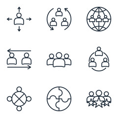 Poster - Management Team Set icon template color editable. Startup and Teamwork pack symbol vector sign isolated on white background illustration for graphic and web design.