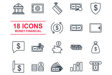 Aufkleber - Money and finance Set icon template color editable. payments elements pack symbol vector sign isolated on white background illustration for graphic and web design.