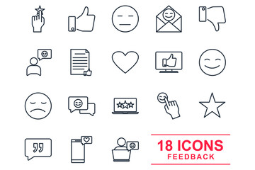 Fototapete - Feedback Set icon template color editable. rating pack symbol vector sign isolated on white background illustration for graphic and web design.