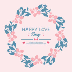  Beautiful Pattern peach flower and leaf unique frame, for happy love day greeting card design. Vector
