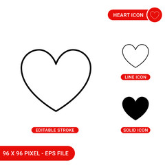 Fototapete - Heart icons set vector illustration with solid icon line style. Romantic heart concept. Editable stroke icon on isolated background for web design, infographic and UI mobile app.