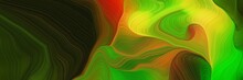 Horizontal Colorful Abstract Wave Background With Very Dark Green, Golden Rod And Lime Green Colors. Can Be Used As Texture, Background Or Wallpaper