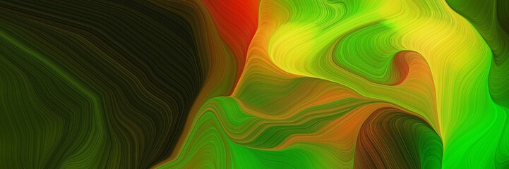 Poster - horizontal colorful abstract wave background with very dark green, golden rod and lime green colors. can be used as texture, background or wallpaper