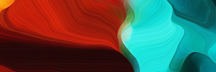 Wall Mural - horizontal colorful abstract wave background with firebrick, turquoise and very dark pink colors. can be used as texture, background or wallpaper