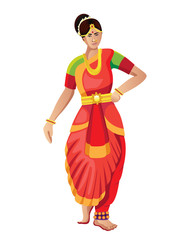 Wall Mural - woman performing bharatanatyam indian dance vector