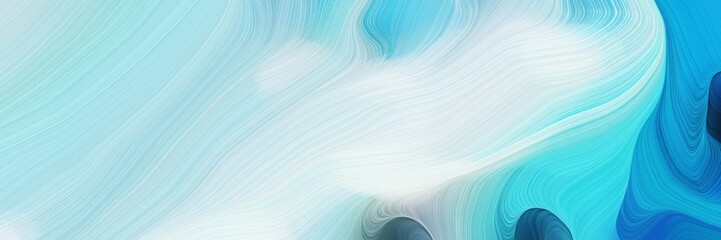 Poster - horizontal colorful abstract wave background with powder blue, light sea green and sky blue colors. can be used as texture, background or wallpaper
